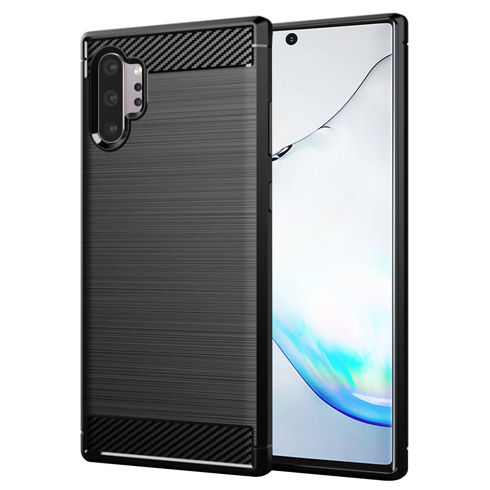 Hülle für Samsung Galaxy Note 10+ 5G N976 / Note 10+ N975, Techsuit, Carbon, Schwarz