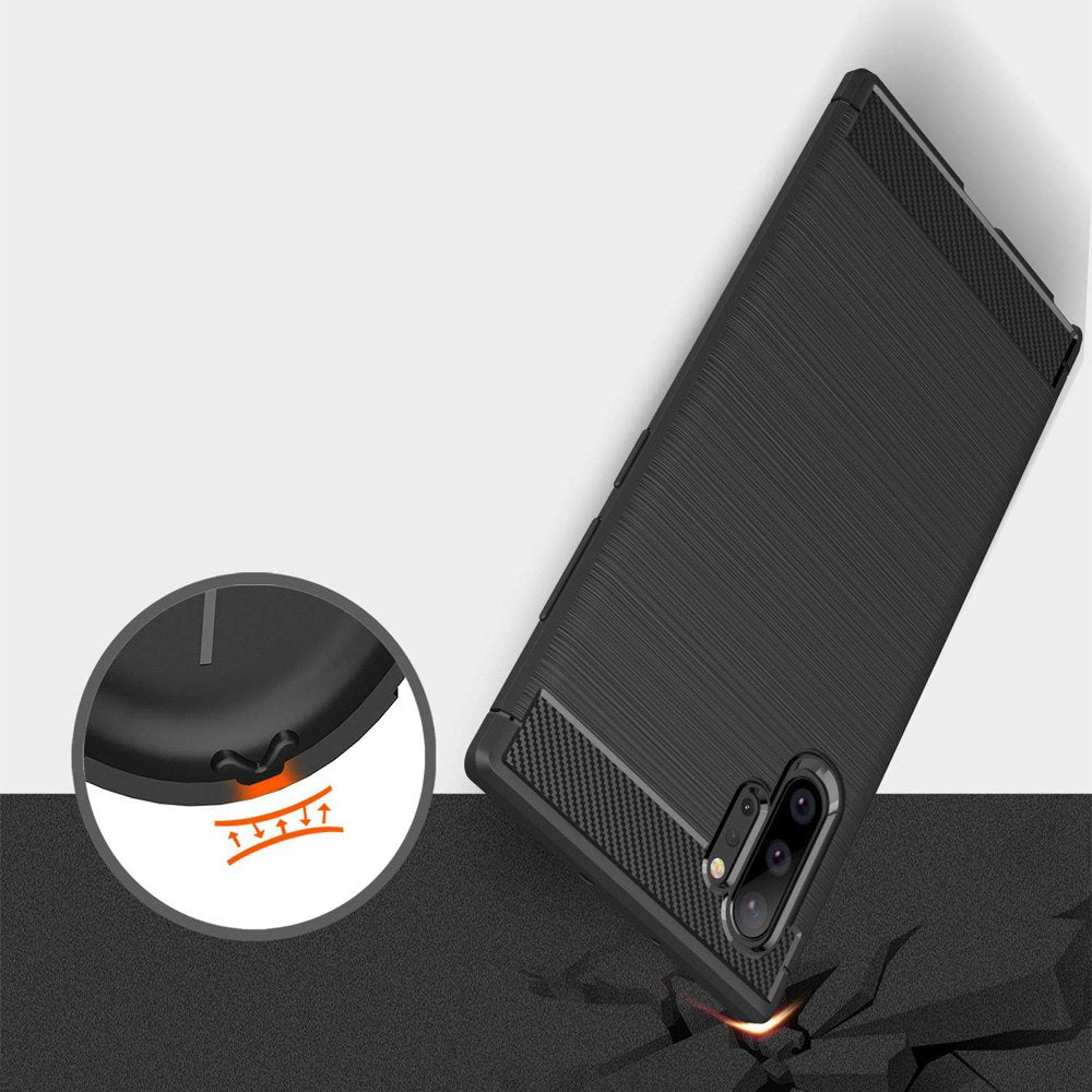 Hülle für Samsung Galaxy Note 10+ 5G N976 / Note 10+ N975, Techsuit, Carbon, Schwarz