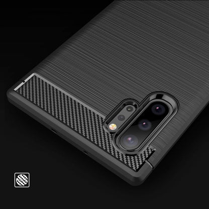 Hülle für Samsung Galaxy Note 10+ 5G N976 / Note 10+ N975, Techsuit, Carbon, Schwarz