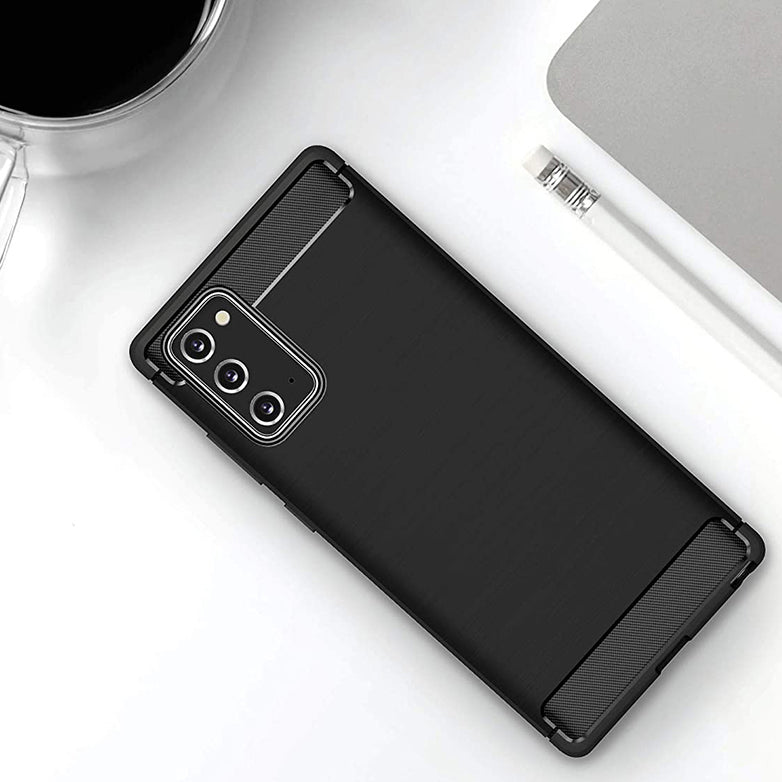 Hülle für Samsung Galaxy Note 20 5G N981 / Note 20 N980, Techsuit, Carbon, Schwarz