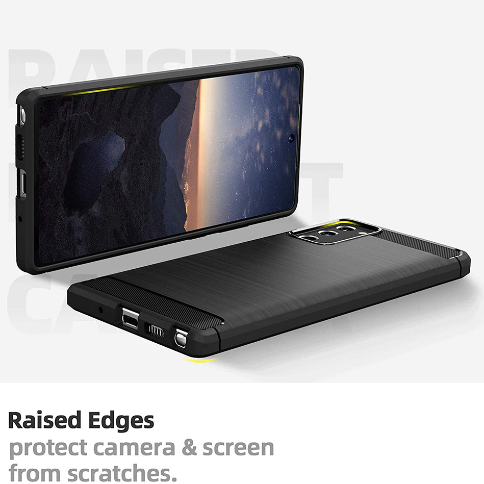 Hülle für Samsung Galaxy Note 20 5G N981 / Note 20 N980, Techsuit, Carbon, Schwarz