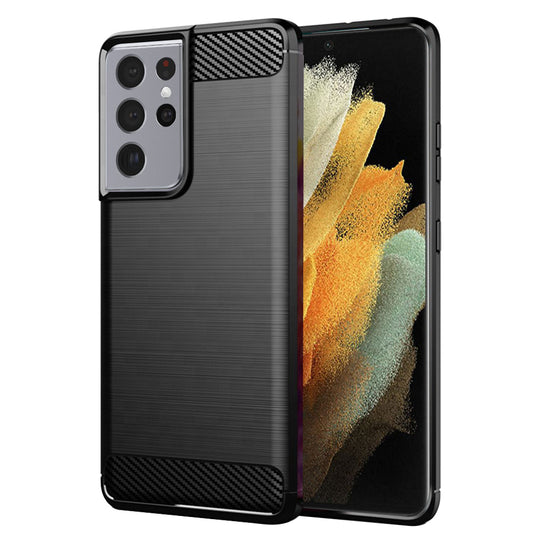 Hülle für Samsung Galaxy S21 Ultra 5G G998, Techsuit, Carbon, Schwarz