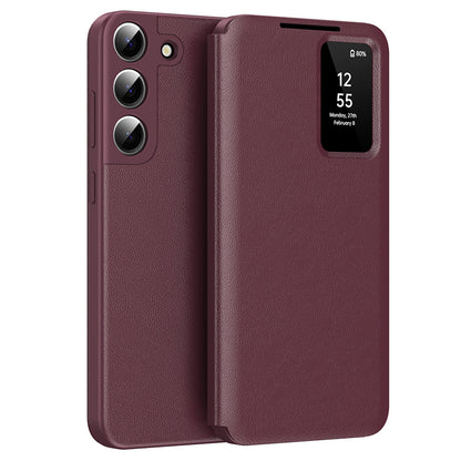 Hülle für Samsung Galaxy S22 5G S901, Techsuit, SmartView, Weinrot