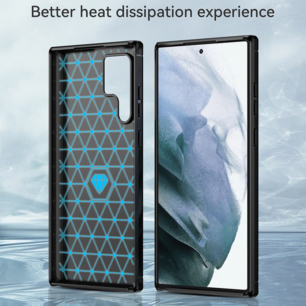 Hülle für Samsung Galaxy S22 Ultra 5G S908, Techsuit, Carbon, Schwarz