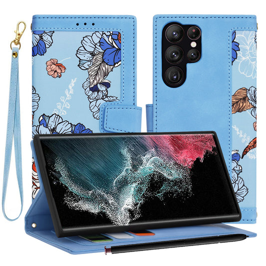 Hülle für Samsung Galaxy S22 Ultra 5G S908, Techsuit, FlipCraft, Blau