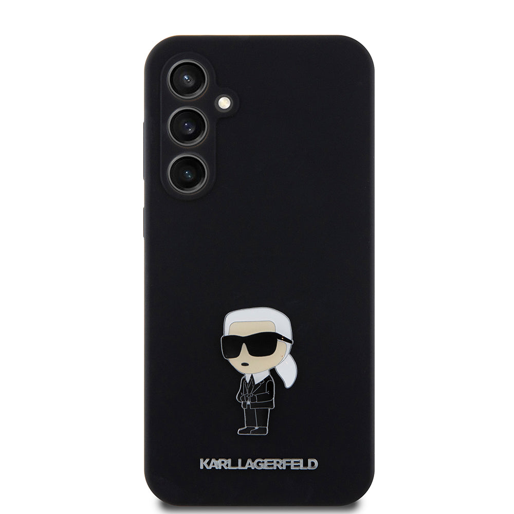 Hülle für Samsung Galaxy S23 FE S711, Karl Lagerfeld, Silicone Ikonik Karl Metal, Schwarz