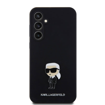 Hülle für Samsung Galaxy S23 FE S711, Karl Lagerfeld, Silicone Ikonik Karl Metal, Schwarz