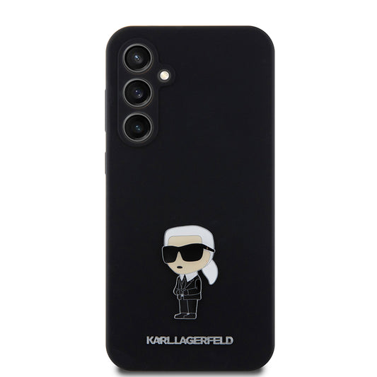 Hülle für Samsung Galaxy S23 FE S711, Karl Lagerfeld, Silicone Ikonik Karl Metal, Schwarz