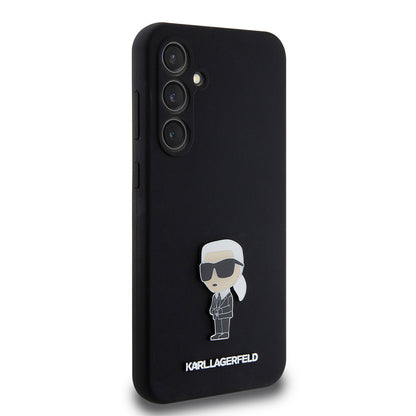 Hülle für Samsung Galaxy S23 FE S711, Karl Lagerfeld, Silicone Ikonik Karl Metal, Schwarz
