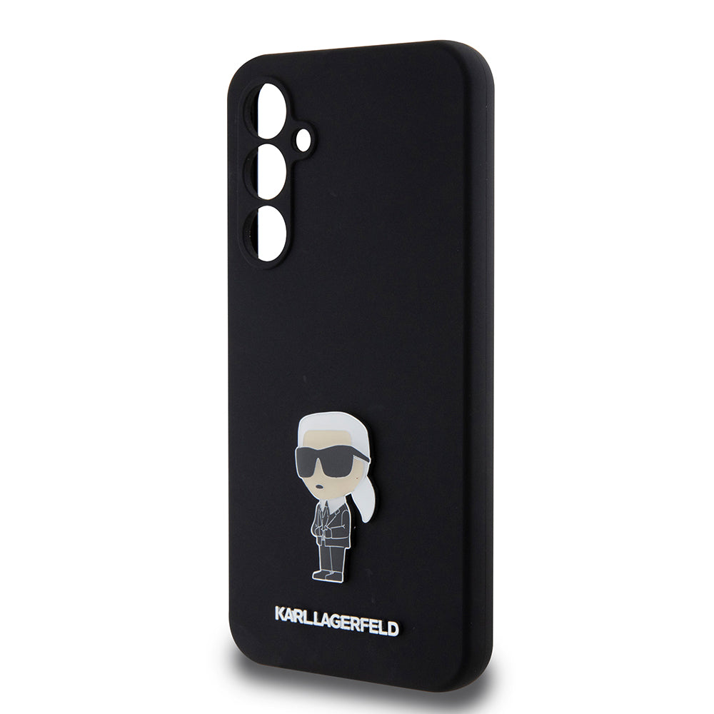 Hülle für Samsung Galaxy S23 FE S711, Karl Lagerfeld, Silicone Ikonik Karl Metal, Schwarz