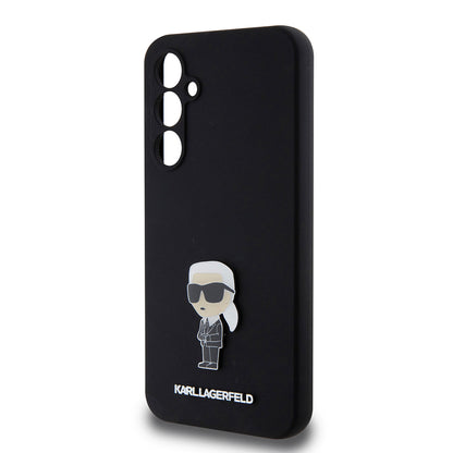 Hülle für Samsung Galaxy S23 FE S711, Karl Lagerfeld, Silicone Ikonik Karl Metal, Schwarz