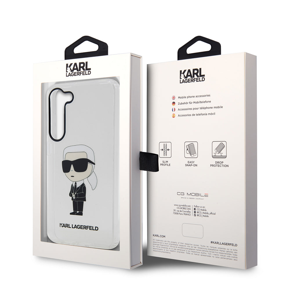 Case for Samsung Galaxy S23+ S916, Karl Lagerfeld, Ikonik Karl, Transparent