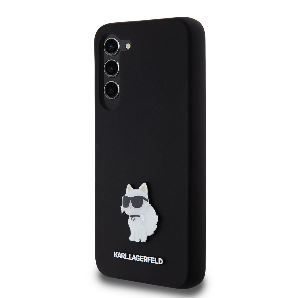 Hülle für Samsung Galaxy S23+ S916, Karl Lagerfeld, Silicone Choupette Metal, Schwarz