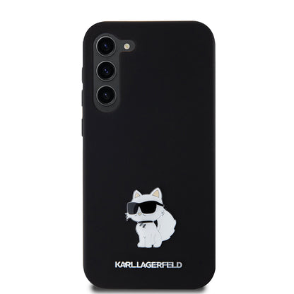 Hülle für Samsung Galaxy S23+ S916, Karl Lagerfeld, Silicone Choupette Metal, Schwarz