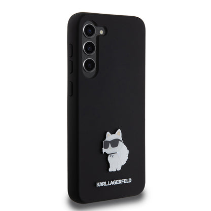 Hülle für Samsung Galaxy S23+ S916, Karl Lagerfeld, Silicone Choupette Metal, Schwarz