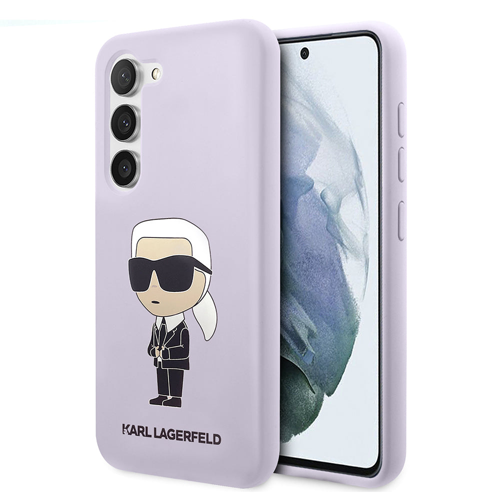 Hülle für Samsung Galaxy S23+ S916, Karl Lagerfeld, Silicone Ikonik Karl, Lila