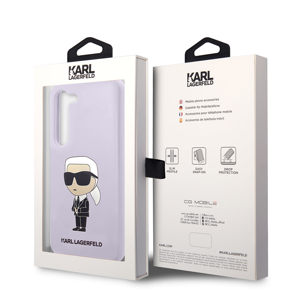 Hülle für Samsung Galaxy S23+ S916, Karl Lagerfeld, Silicone Ikonik Karl, Lila