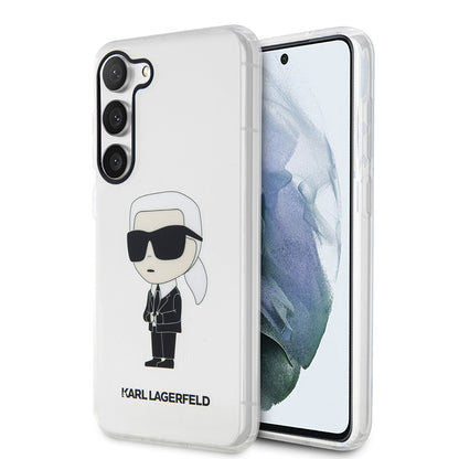 Hülle für Samsung Galaxy S23 S911, Karl Lagerfeld, Ikonik Karl, Transparent