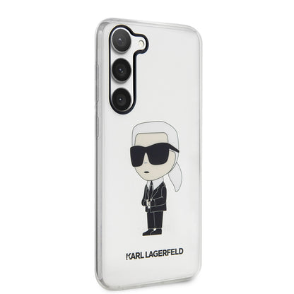 Hülle für Samsung Galaxy S23 S911, Karl Lagerfeld, Ikonik Karl, Transparent