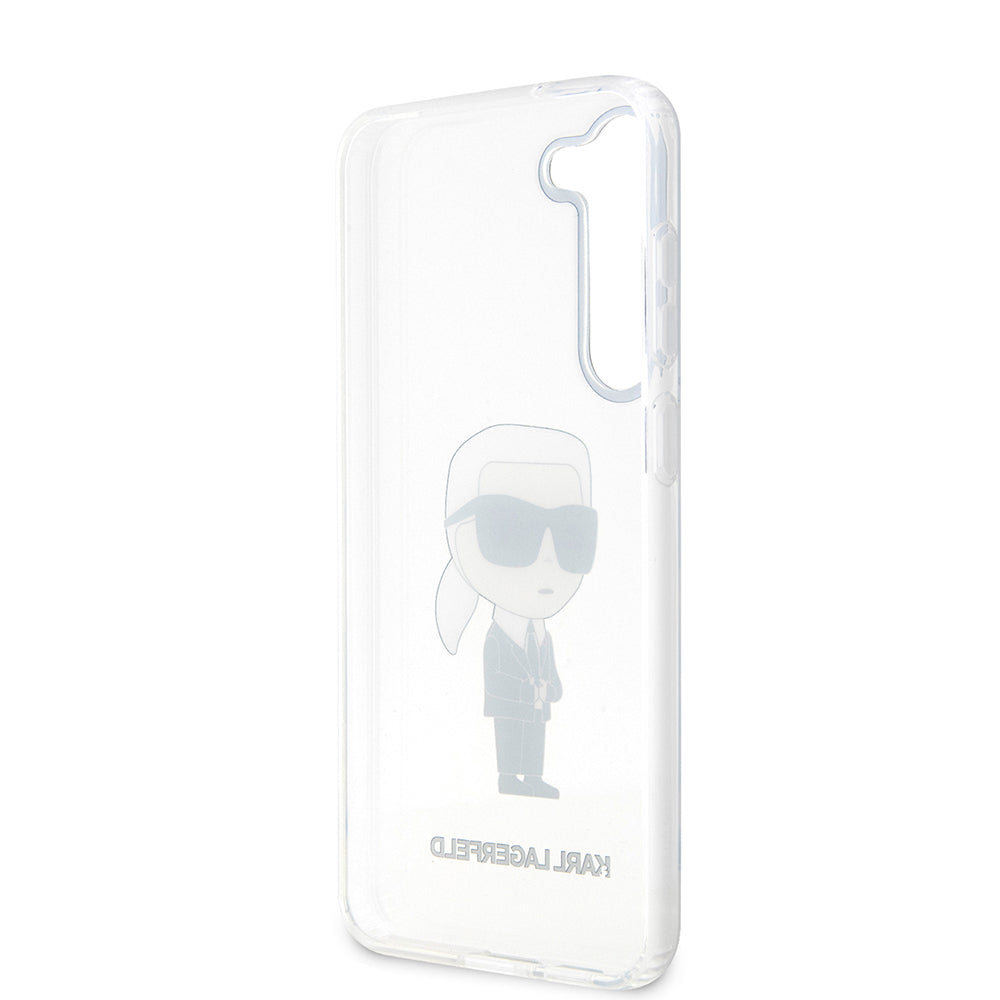 Hülle für Samsung Galaxy S23 S911, Karl Lagerfeld, Ikonik Karl, Transparent