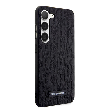 Case for Samsung Galaxy S23 S911, Karl Lagerfeld, Saffiano Monogram Metal Logo, Black
