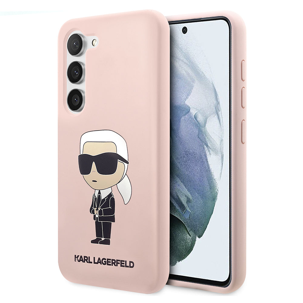 Hülle für Samsung Galaxy S23 S911, Karl Lagerfeld, Silicone Ikonik Karl, Rosa