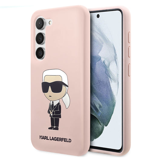 Hülle für Samsung Galaxy S23 S911, Karl Lagerfeld, Silicone Ikonik Karl, Rosa