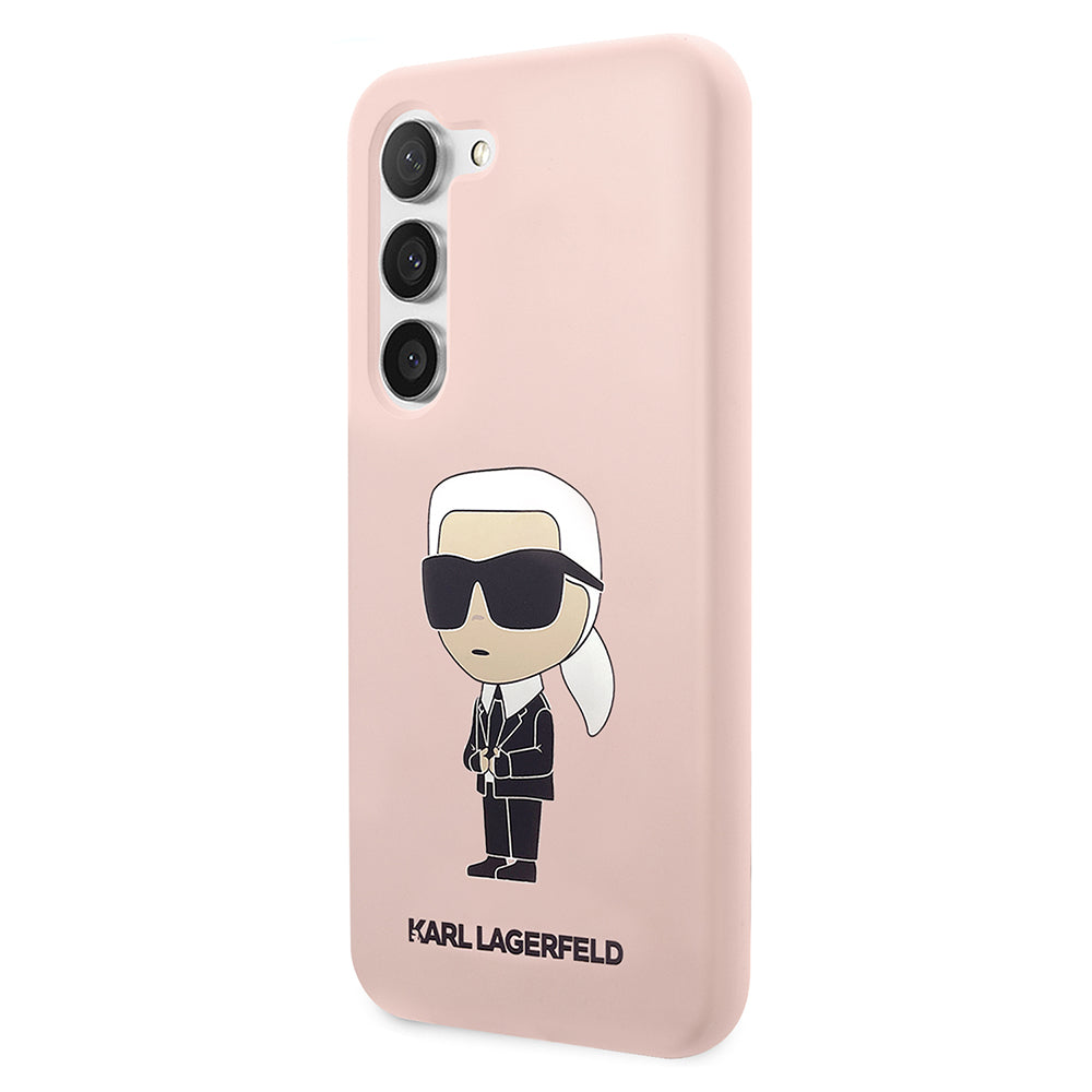 Hülle für Samsung Galaxy S23 S911, Karl Lagerfeld, Silicone Ikonik Karl, Rosa
