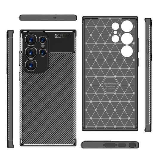 Hülle für Samsung Galaxy S23 Ultra S918, Techsuit, CarbonFiber, Schwarz