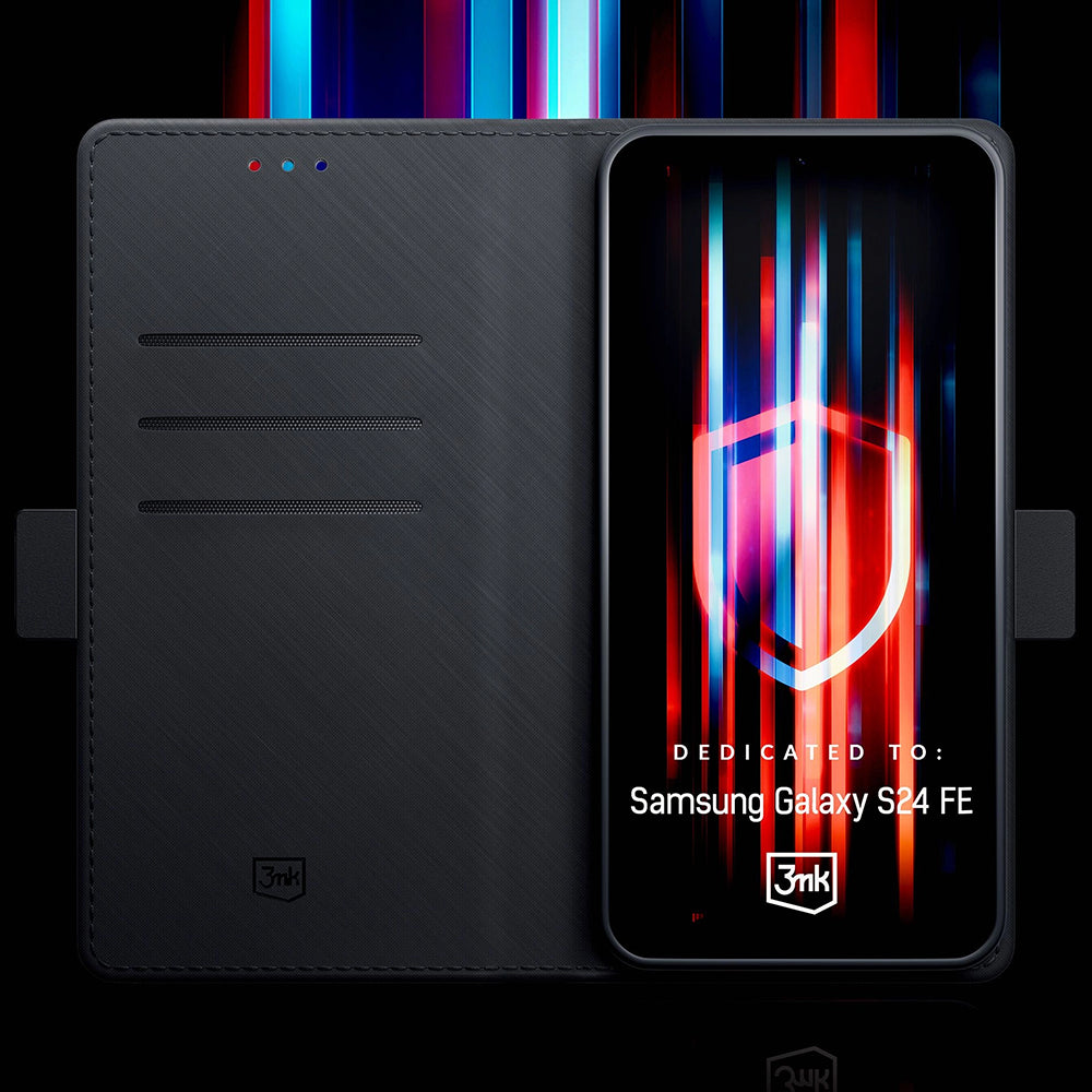 Hülle für Samsung Galaxy S24 FE S721, 3MK, Wallet, Schwarz