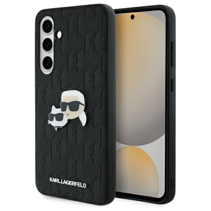 Hülle für Samsung Galaxy S24 FE S721, Karl Lagerfeld, Monogramm Karl & Choupette's Köpfe, Schwarz