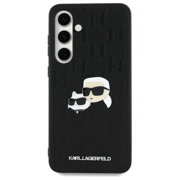 Hülle für Samsung Galaxy S24 FE S721, Karl Lagerfeld, Monogramm Karl & Choupette's Köpfe, Schwarz