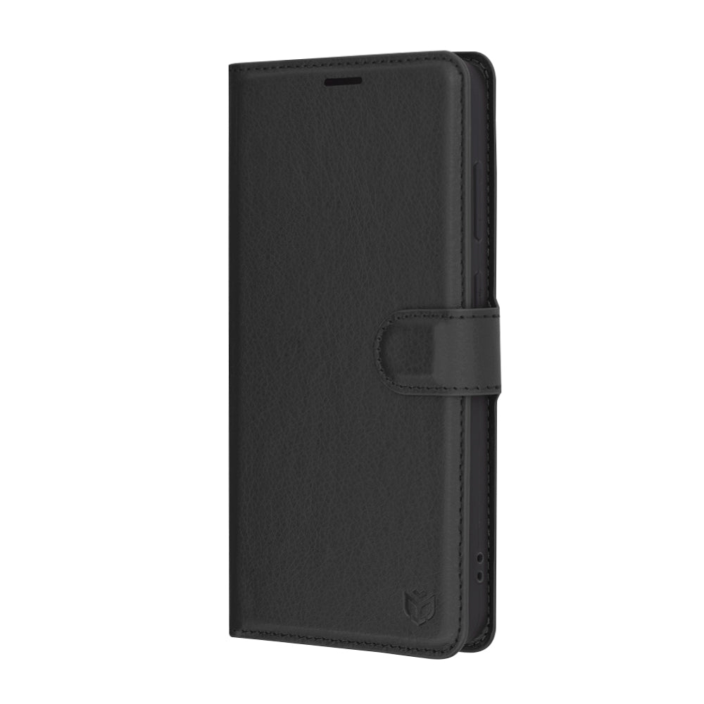 Hülle für Samsung Galaxy S24 FE S721, Techsuit, Leder-Folio, Schwarz