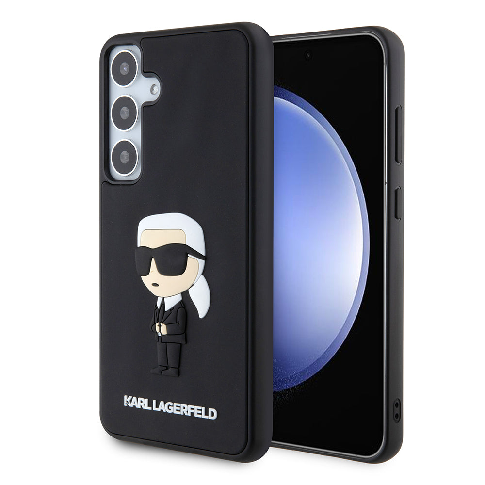 Hülle für Samsung Galaxy S24+ S926, Karl Lagerfeld, 3D Rubber Ikonik Karl, Schwarz