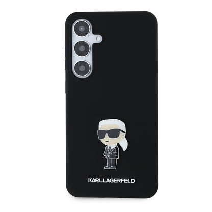 Hülle für Samsung Galaxy S24+ S926, Karl Lagerfeld, Silicone Ikonik Karl Metal, Schwarz