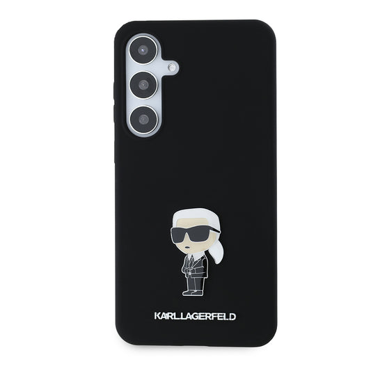 Hülle für Samsung Galaxy S24+ S926, Karl Lagerfeld, Silicone Ikonik Karl Metal, Schwarz