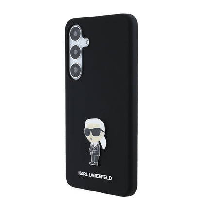 Hülle für Samsung Galaxy S24+ S926, Karl Lagerfeld, Silicone Ikonik Karl Metal, Schwarz