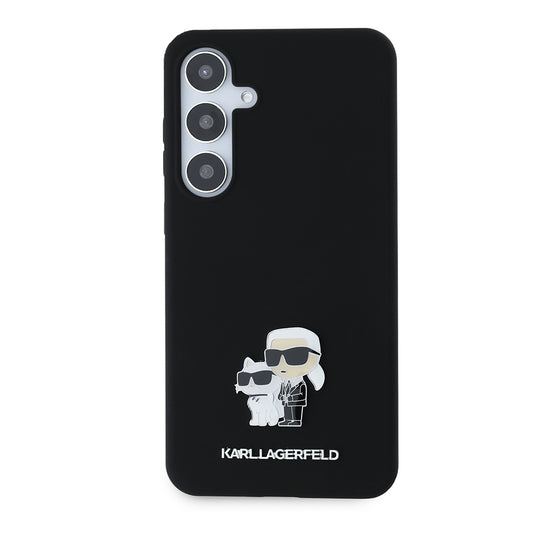 Hülle für Samsung Galaxy S24+ S926, Karl Lagerfeld, Silikon Karl & Choupette Metal, Schwarz