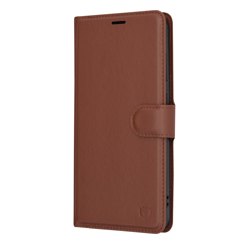 Hülle für Samsung Galaxy S24+ S926, Techsuit, Leder-Folio, Braun