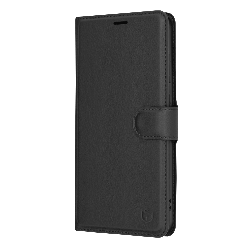 Hülle für Samsung Galaxy S24+ S926, Techsuit, Leder-Folio, Schwarz