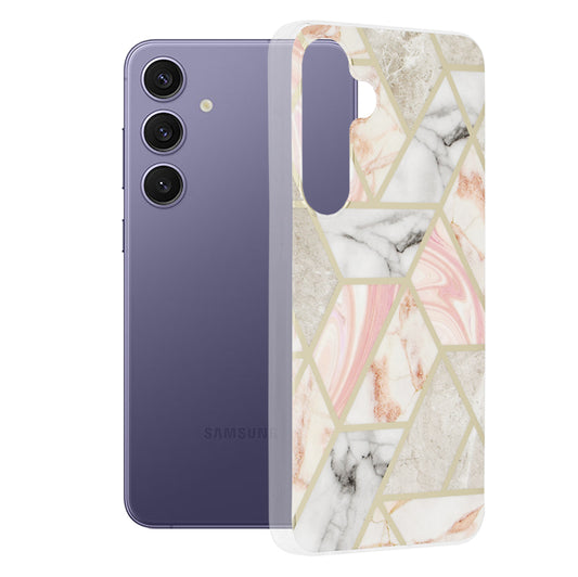 Hülle für Samsung Galaxy S24+ S926, Techsuit, Marble, Rosa