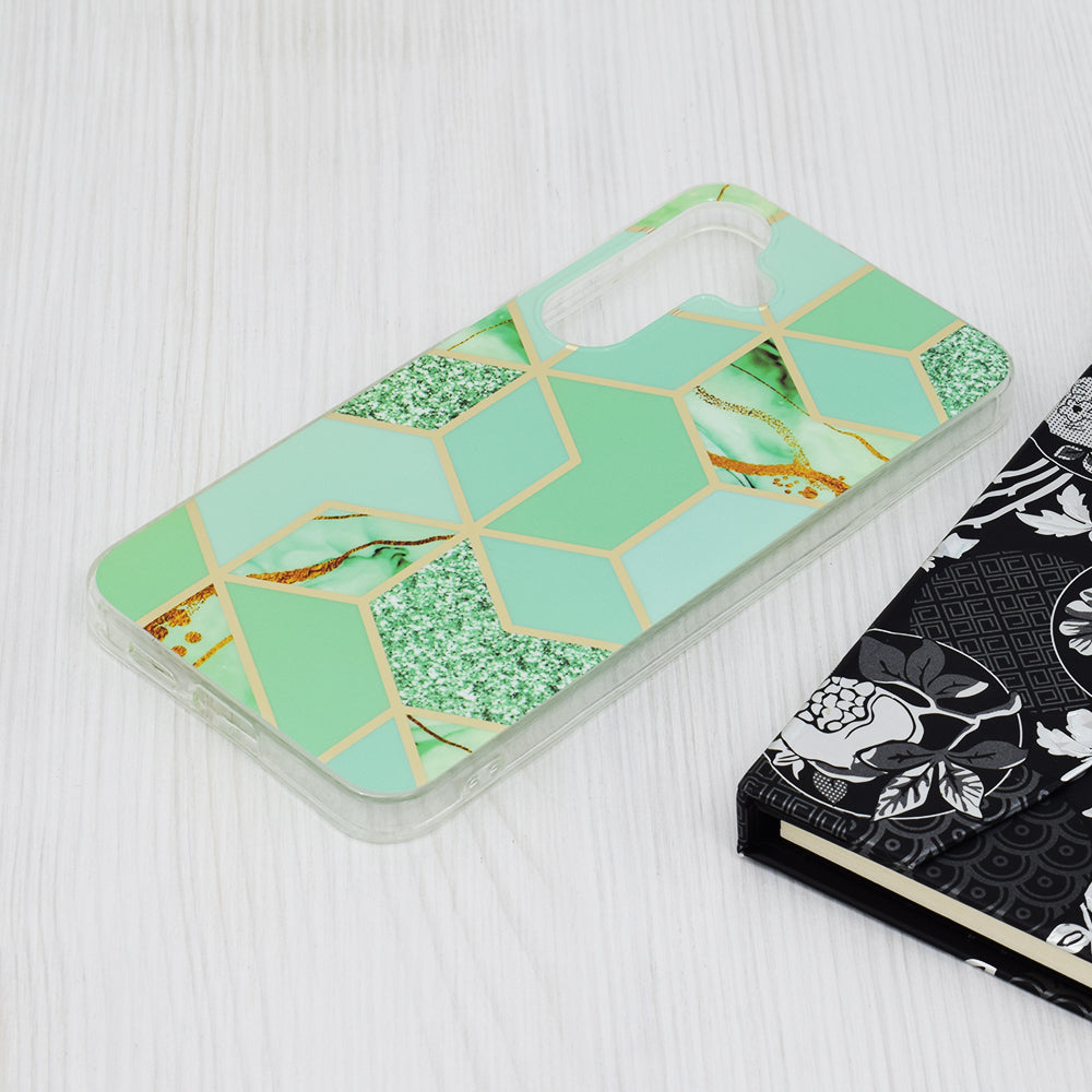 Hülle für Samsung Galaxy S24+ S926, Techsuit, Marble, Grün