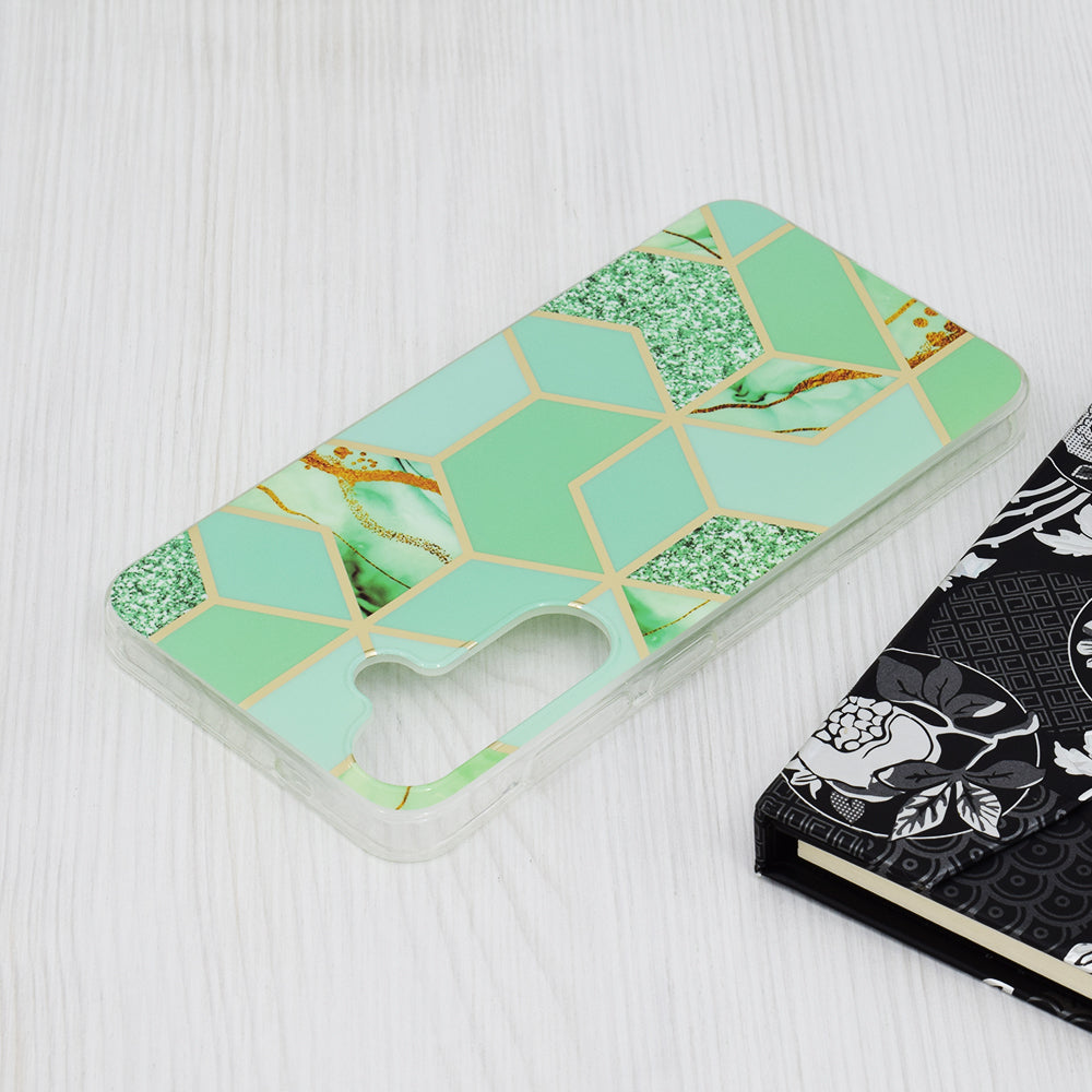 Hülle für Samsung Galaxy S24+ S926, Techsuit, Marble, Grün