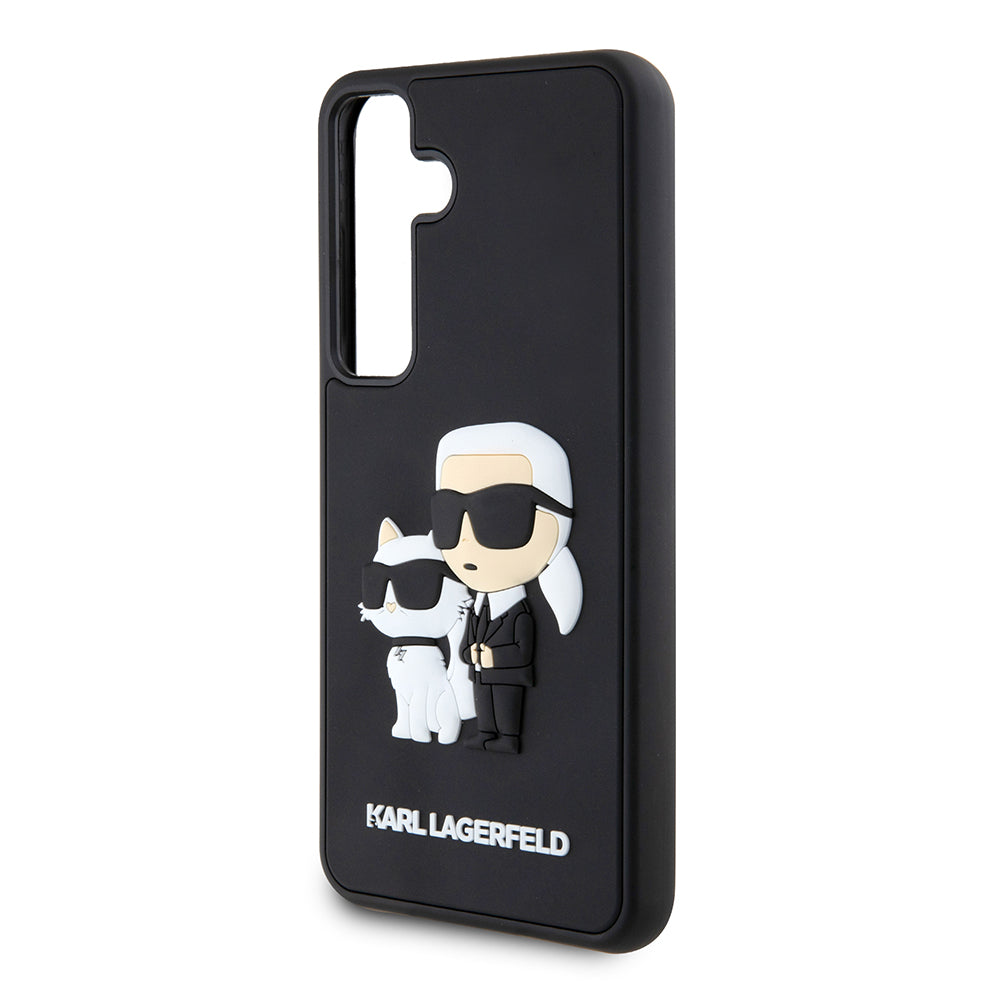 Hülle für Samsung Galaxy S24 S921, Karl Lagerfeld, 3D Rubber Karl & Choupette, Schwarz