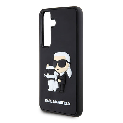 Hülle für Samsung Galaxy S24 S921, Karl Lagerfeld, 3D Rubber Karl & Choupette, Schwarz