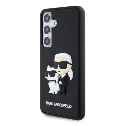 Hülle für Samsung Galaxy S24 S921, Karl Lagerfeld, 3D Rubber Karl & Choupette, Schwarz