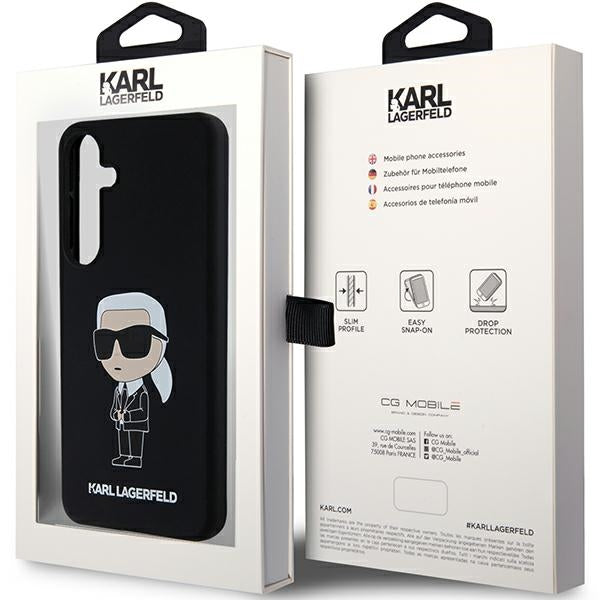 Hülle für Samsung Galaxy S24 S921, Karl Lagerfeld, Silicone Ikonik NFT, Schwarz