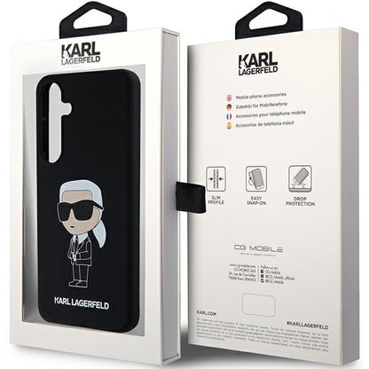 Hülle für Samsung Galaxy S24 S921, Karl Lagerfeld, Silicone Ikonik NFT, Schwarz