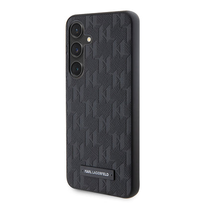 Hülle für Samsung Galaxy S24 S921, Karl Lagerfeld, Saffiano Mono Metal Logo, Schwarz