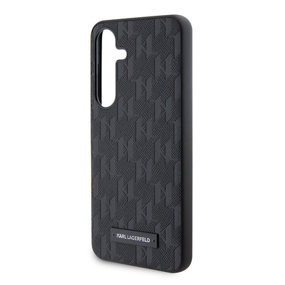 Hülle für Samsung Galaxy S24 S921, Karl Lagerfeld, Saffiano Mono Metal Logo, Schwarz